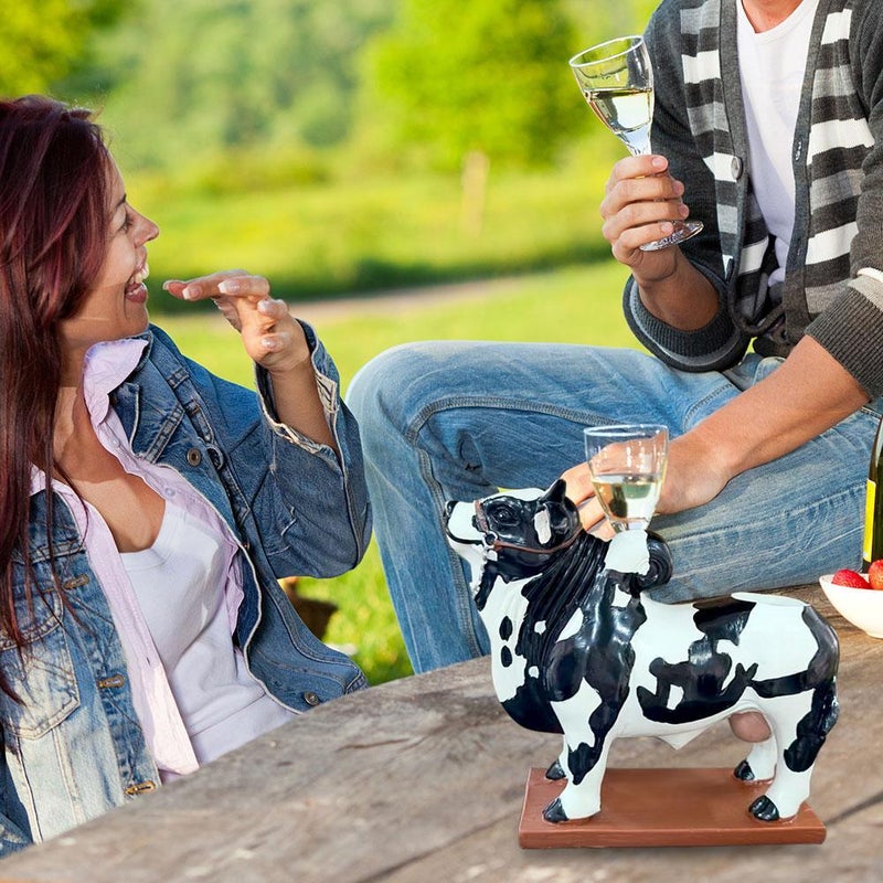 Bull Liquor Dispenser, Handcrafted Dairy Cow Shaped Alcohol Decanter With Wooden Base, Funny Shotdispenser for Whiskey Vodka Wine, 2026 New Bottle Holder for Home/bar/camping (Black) - Image 3